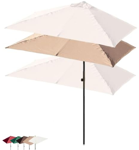 ZIUSFAC Halber Balkonschirm Sonnenschirm Rechteckig Wandschirm 270×150cm 250×130cm Halbschirm Für Balkone Wände Terrasse Höhenverstellbar(Khaki,270x150cm/8.9x4.9ft)