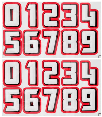 Pegatinas de Números Autoadhesivas para Casco, Pvc Rojo, 2 Juegos | Competiciones y Uso Exterior, Corte Preciso Visible a Distancia, Apto para Cascos, Armarios y Cubos