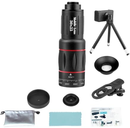 Lente d'ingrandimento Fotografia Obiettivo 18X/28X/36X/64X Teleobiettivo con clip di montaggio Teleobiettivo Telefono per la maggior parte dei telefoni Fotografia mobile rivestita multipla