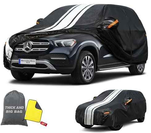 Cowtcver Autoabdeckung Wasserdicht für Mercedes-Benz GLE 2015-2026 | 10 Schichten Vollgarage Autoplane Atmungsaktiv für Sonne Staub Schutz, Abdeckplane für GLE/GLE Coupe mit Reißverschluss.