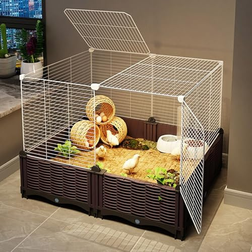 Hühnerstall, Geflügelkäfig und Kaninchenstall – Selbstmontage, großer Raum, verschlüsseltes Eisengitter, Beste Wahl für die Indoor-Outdoor-Landwirtschaft für Tierbesitzer(74 * 37 * 55cm)
