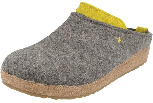 HAFLINGER Damen Hausschuh mehrfarbiger Filz Pantoffel Grizzly Speed 731099, Größe:40 EU, Farbe:Grau