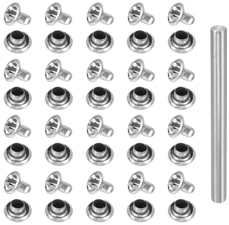 sourcing map 100pcs Crystal Rivets 6mm Rhinestone Rapid Stud Rivets with Steel Installation Tool for Clothing Leather Fabric Arts Crafts Decoration Leathercraft DIY, Silver Clear