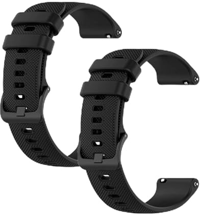 OcioDual 2 Pièces Bracelet Montre 20mm Noir, Bracelets de Montres pour Homme à Dégagement Rapide, Bracelet Montre Connectée Femme en Silicone, Bracelets de Montres pour Femme, Unisexe