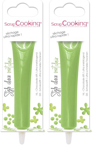 ScrapCooking - Stylo Choco Vert Clair - Crayon Alimentaire Pâtisserie 25 g - Stylo Décoratif Comestible - Écrire & Dessiner sur Desserts, Gâteaux & Biscuits Anniversaire Pâques Noël - 6805 (Lot de 2)