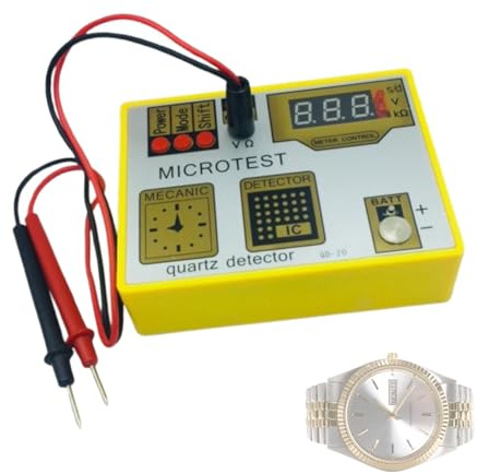 WHIPIN Tester per movimento di orologi al quarzo da 20, tester multifunzione per batterie di orologi con indicatore LED, strumento professionale per la riparazione di orologi