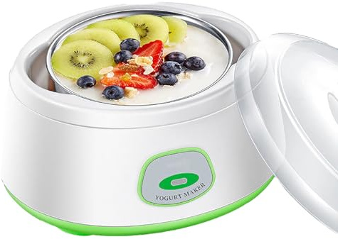 Yogurtiera, Macchina per Lo Yogurt, con Contenitore Interno da 1 Litro in Acciaio Inossidabile, Facile da Pulire, per Preparare in Casa Alimenti Fermentati Sani(Green)