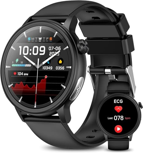 YYKY 2026 Montre Connectée ECG+HRV/IMC/Lipides/Acide Urique, 1,39 Smartwatch avec Tension Arterielle/SpO2/Appel Bluetooth, 24/7 Sommeil Rythme Cardiaque Température Corporelle pour Android iOS