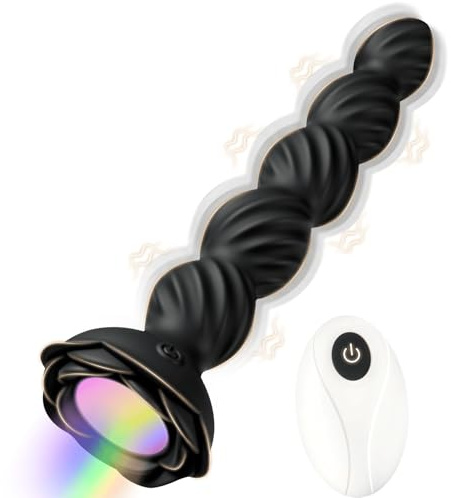 Plug Anal Bolas Anales Vibradoras Estimulador de Próstata Butt Plug, Negro