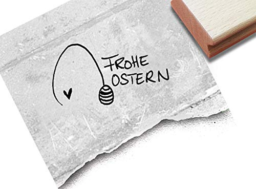 Stempel Osterstempel FROHE OSTERN mit Osterei - Textstempel zum Osterfest, Ostergrüße Karten Geschenkanhänger Geschenk Osterdeko - zAcheR-fineT