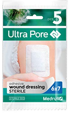 Medrull Steril Wundpflaster 6x7cm ULTRA PORE Pflaster Sensitiv Sterile Wundverband - Starke Klebekraft - Schützt bei Schnittwunden & Kratzern - Einzeln verpackt 5 Stück