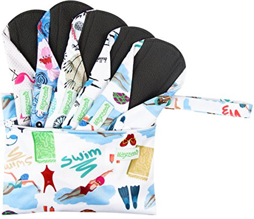 wegreeco Reusable Menstrual Pads, Incontinence Sanitary Period Cloth Pads for Women, Reusable Washable Feminine Panty Liners Heavy Flow, Charcoal, 5 Pack, 1 Cloth Wet Bag (Medium, Dynamic)