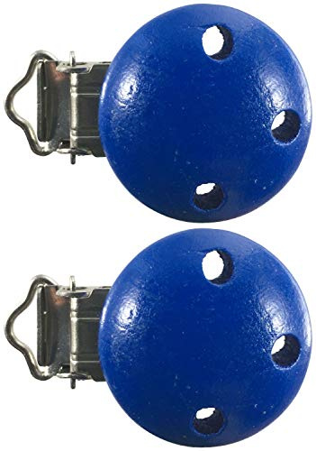 Schnullerclip Farbe Menge Auswahl Holz schadstofffrei Nuckelclip Baby Clip, Farbe:blau, Anzahl:2 Schnullerclips
