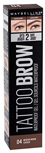 Maybelline New York Augenbrauengel, Tattoo Brow Waterproof Eyebrow Gel, Nr. 04 Medium Brown, 5 ml