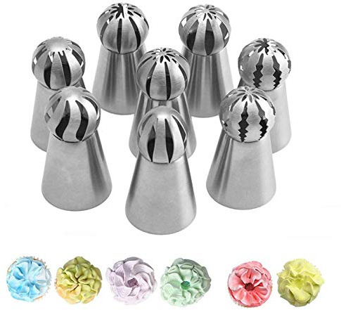 Xfaiz - Set di 8 punte per tubazioni russe, in acciaio inox, per decorare torte, cupcake, kit di decorazioni per torte, decorazioni fai da te