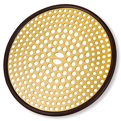 304 Stainless Steel Hair Catcher Shower Drain Cover with Silicone, Shower Stall Drain Strainer, Bathtub Hair Stopper, Bathroom Hair Trap Floor Drain Protector, Brushed Gold Brass 4.33 Inch Round Flat