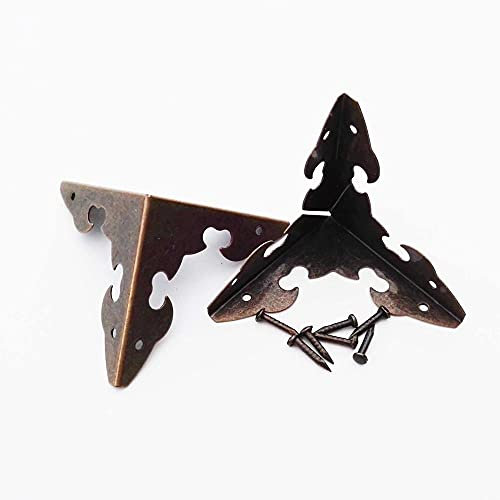 Eckschutz Aus Metall 12Pcs Metall Dekorative Schmuckschatulle Brust Holz Wein Geschenketui Kantenschutz Eisenabdeckung Schutz Mit Nägeln 30Mm-Antique_Brass