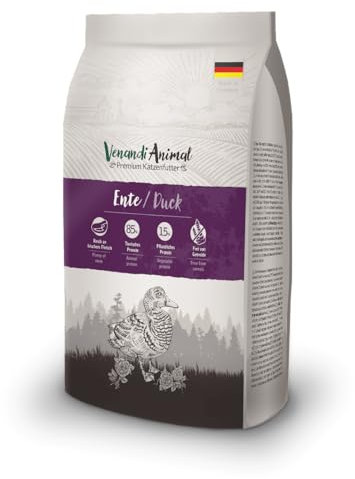 Venandi Animal – Premium Katzenfutter – Ente, mit viel frischem Geflügel, Trockenfutter, getreidefrei 1er Pack (1 x 1,5kg)