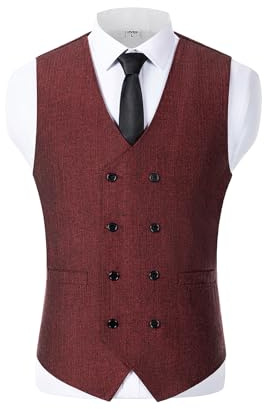 Solovedress Herren Jahrgang Anzug Weste Zweireihig Wolle Tweed Weste für Hochzeit Groomsmen