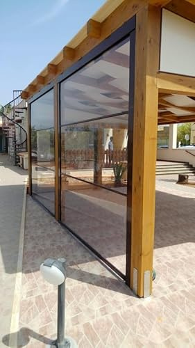 TENDEEVOLUTION Toldo Vertical PVC Transparente con Guías Laterales, Personalizable, Cortina Exterior Impermeable para Verandas, Lona Transparente PVC con Cajón a Medida (L. da 251 a 300 X H. 300)