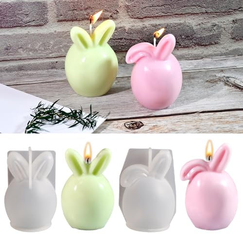 Ostern Silikonform Kaninchen 3D Osterhase Kerzenformen Seifenform DIY Silikon Gießform Mousse Kuchenform für Tortendeko, Sojawachs Kerzen, Schokolade, Aromasteinen (2 Stück)