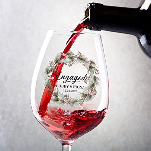 Rimego Juego de 2 copas de vino tinto personalizadas 2023, adorno de compromiso o boda, copa de vino de 11 onzas para vinos tintos blancos profesionales