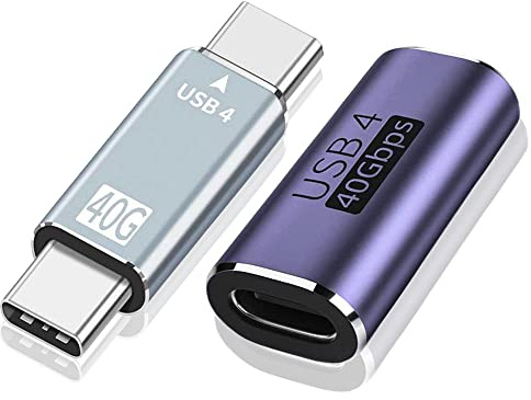 40 Gbit/s USB-Typ-C-Adapter, USB-C-Kupplung, 100 W, Stecker auf Stecker/Buchse auf Buchse, Extender, unterstützt bis zu Datenübertragung für Thunderbolt 4 Adapter mit 8K (2 Stück)
