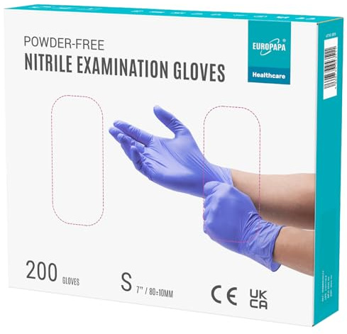 EUROPAPA® 200x Einweghandschuhe Nitrilhandschuhe puderfrei Untersuchungshandschuhe EN455 EN374 latexfrei Einmalhandschuhe Handschuhe in Gr. S, M, L & XL verfügbar (S, Lila)