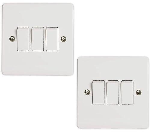 Body-Plus Interruttore della luce a 3 vie a 2 vie, interruttore elettrico bianco con bordo curvo, con viti, 250 V AC, 10 AX, interruttore elettrico da parete per casa, industrie, ecc. (2 pezzi)