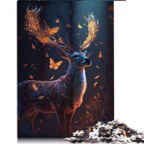Puzzles 1000 pièces pour Adultes Magic Butterfly Deer Dreame Jigsaw Puzzle Puzzles en Bois pour Adultes Jeux de Famille （Taille 50x75cm）