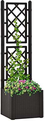 VACARX Cama elevada de jardín con enrejado y sistema de riego automático, color antracita