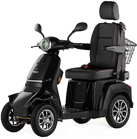VELECO Gravis mit verstellbarem Kapitänssitz, Mobilitätsroller, Elektromobil, komplett montiert und fahrbereit - Voll-LED Beleuchtung (Schwarz)