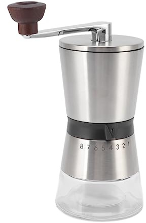 Otufan Moulin à Café Manuel, 3,5 X 5,5 X 8,3 en Acier Inoxydable, épaisseur Réglable, Moulin à Café Silencieux à Manivelle, Moulin à Grains De Café D'extérieur pour Cafetière