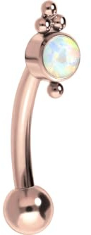 PIERCINGLINE Titan Banane mit Push Fit SYNTHETISCHER OPAL + KUGELN Piercing Auge Ohr Helix Tragus Conch Farb & Größenauswahl