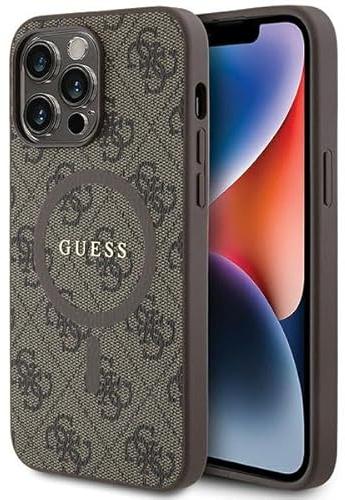 Guess GUHMP14XG4GFRW Hülle für iPhone 14 Pro Max 6.7 braun hardcase 4G Collection Leather Metal Logo