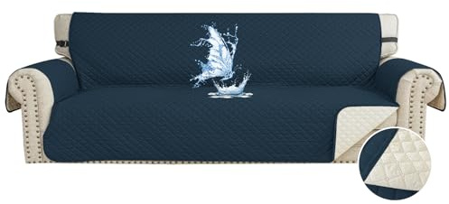 CYCMACO Wasserdicht Sofa Überzug 4 Sitzer, Couch Bezug Haustier Katze Hunde, Sofaschoner rutschfest, Universal Couchüberzug Waschbar, Sofa Covers Mit Armlehnen, Berliner Blau