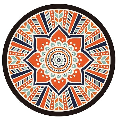 RajoNN Hochwertige, Bedruckte Yogamatte, rutschfest, Mandala-Meditationsteppich, 5 mm dick, Trainingsmatte, 139,7 x 139,7 cm, für Pilates, Outdoor-Sportarten