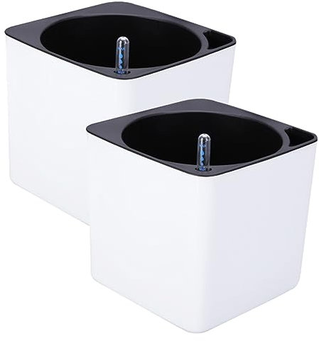 BESPORTBLE Maceta con Riego Automático Cuadrada De Plástico para Escritorio, con Cuerda De Algodón Gruesa y Sistema De Almacenamiento De Agua, 4 Piezas