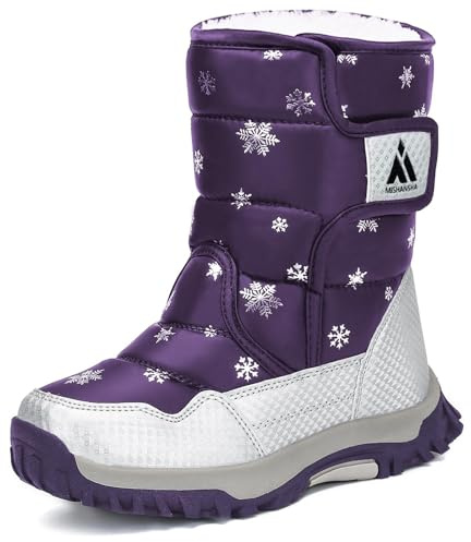 Mishansha Bottes de Neige Hiver Enfant Fille Garçon Violet 27 EU