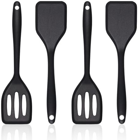 Pharamat Small Silicone Serving Spatula Set of 4, Mini Silicone Spatula Turner for Kitchen Use, Small Spatulas for Egg, Steak, Pancake