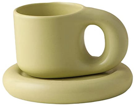 HOOLRZI Materiale ceramico per tazze da caffè creative con decorazione domestica nordica arte fatta a mano tazze da latte vassoio personalizzato G tazze da caffè ceramica riutilizzabile lavabile in