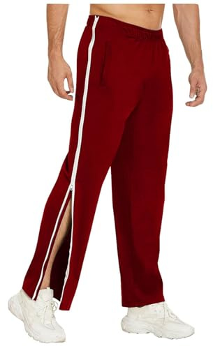 Reha Hose Damen Herren Seitlich Zu Öffnen Baggy Trainingshose mit Seitlichem und Reißverschluss Am Bein Weites Bein Schnellfickerhose Druckknöpfen Sporthose Freizeithose Breite Jogginghose Sportswear