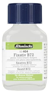 Schmincke - Fixativ B72 für Kohle + Bleistift, Pastell, Aquarell, Linol, Fotos, Drucke uvm., flüssig, kristallklar, 60 ml, 50 404 025, Grund- und Schlussfixativ, hohe Fixierwirkung