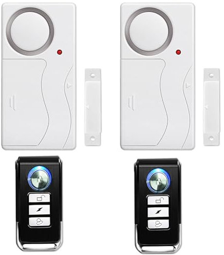 NineLeaf 2Stück Drahtloser Türalarm mit Fernbedienung, Anti-Diebstahl-Fensteralarm, Kontaktsensor-Alarm, Pool-Türalarm,Eingangsgong,Wohnungsalarm,Alarm bei offener Kühlschranktür für Kindersicherheit