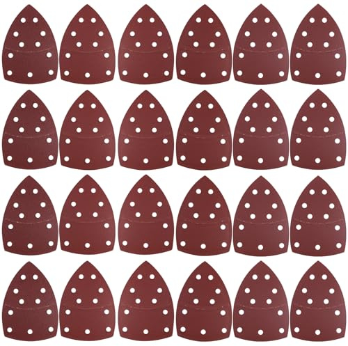 24PCS Sanding Sheets, Mouse Sander Pads,Sandpaper for Wood, Wall, Rubber and Leather, Assorted 40/60/80/120/180/240 Grits,Suitable for Sanders