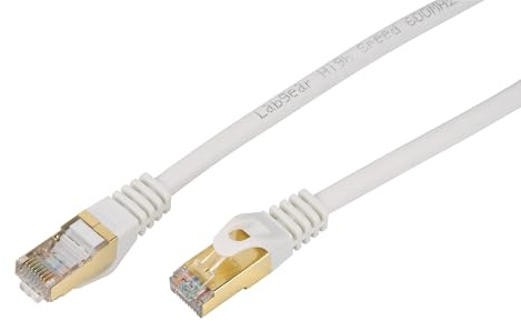 Labgear Cat 7 Ethernet Cable 10m White Shielded RJ45 Cat 7 Ethernet Patch Lead High-Speed Gigabit Network Cable, U/FTP 10Gbps 600Mhz/s RJ45 LAN Cable Internet Patch Cord