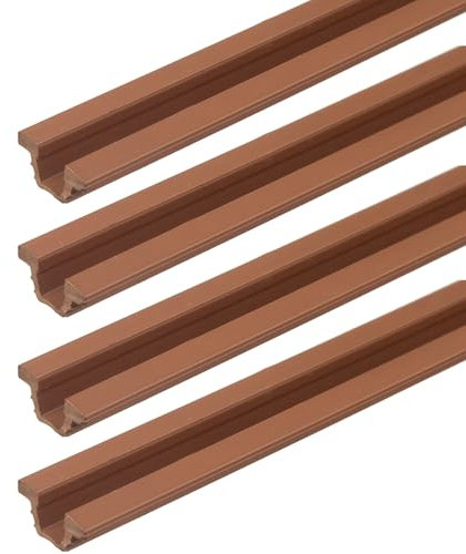 cyclingcolors Set of 4 Sliding Glass Door Rail for Wooden Door Plastic Furniture Sliding Door Fittings, Brown
