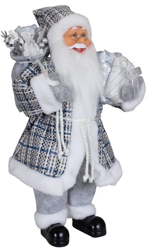 Christmas Paradise stehender Weihnachtsmann Hilmar grau Dekofigur mittel (45cm)