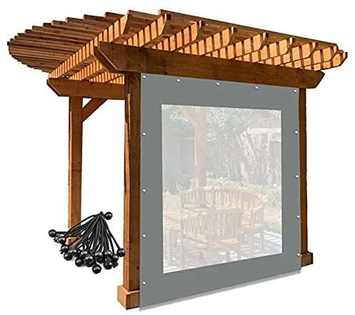 Transparenter strapazierfähiger wasserdichter Outdoor-Planen-Vorhang mit Ösen für Pergola, Veranda, Pavillon und Garten, wetterfeste Platte