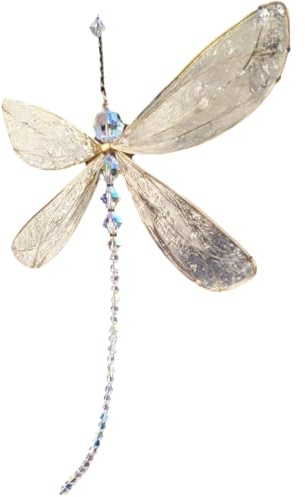Dragonfly Suncatchers, 6x6 Dragonfly Suncatchers Crystal with Beading, Elegant Rustic Hanging Dragonfly Decor for Window, Home, Office, Garden, Car Dragonfly Decor Sun Catcher Beads Stained Glass Sun